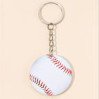 Wooden Baseball Keychain White Round Sports Ball Design 6