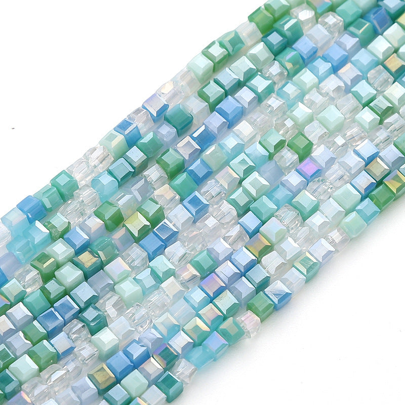 Colorful Faceted Square Seed Glass Beads 2mm 360pcs 6