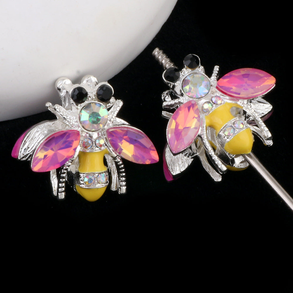 Fancy Bee Alloy Rhinestone Beads 20mm Paved Sparkle 2pcs 7