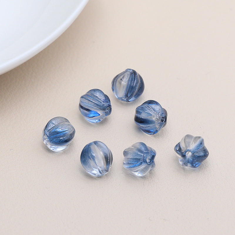 Czech Glass Beads Ribbed Vintage Style 8mm Transparent Pastel 10pcs 6