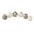 Flower Metal Beads Woven Antique Silver Tone 50pcs 2
