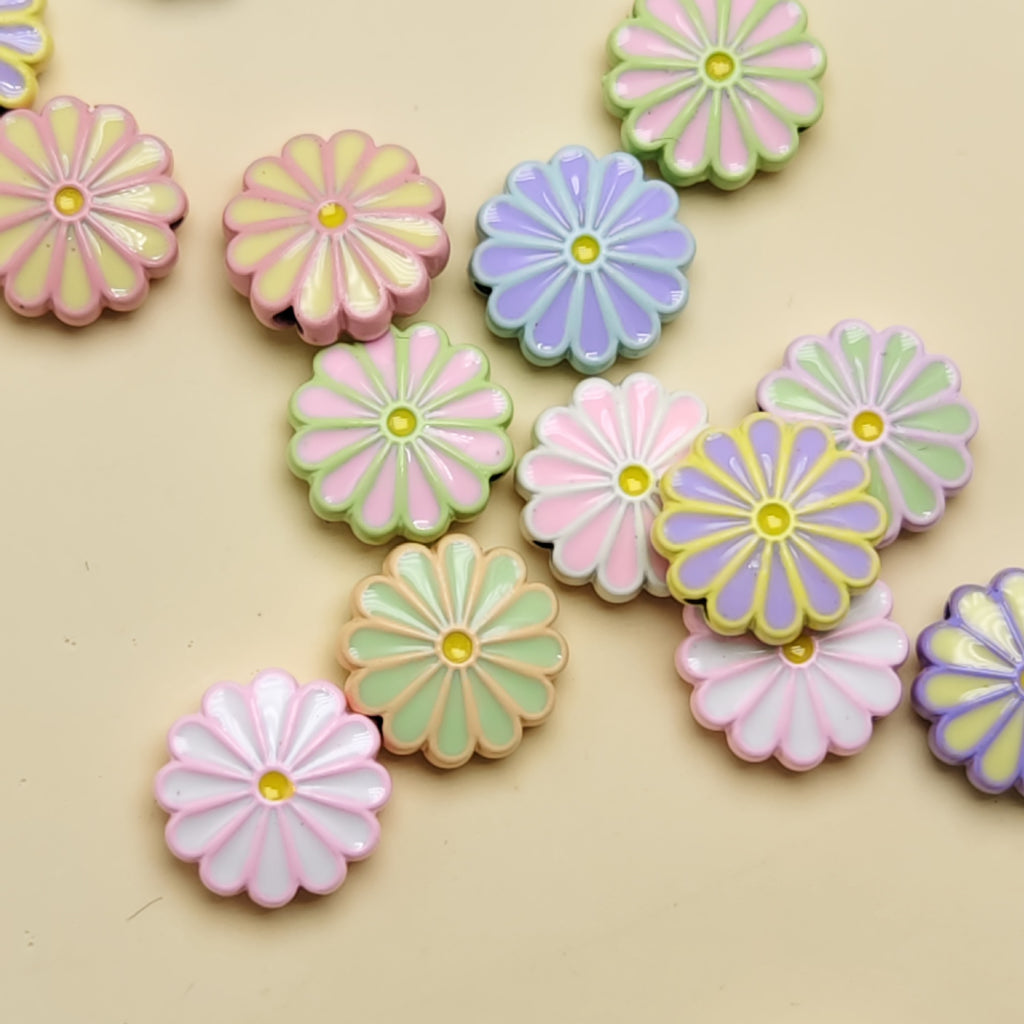 Daisy Metal Beads 13mm Baking Painted Zinc Alloy 20pcs