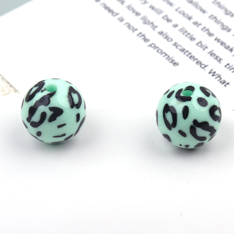 UV Plating Round Acrylic Beads 16mm Candy Colored Leopard Print 20pcs 13