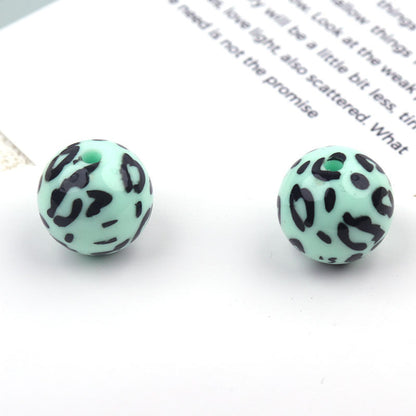 UV Plating Round Acrylic Beads 16mm Candy Colored Leopard Print 20pcs 13
