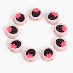 Flat Acrylic Beads 17mm Black Pink Strawberry Printed 20pcs 3