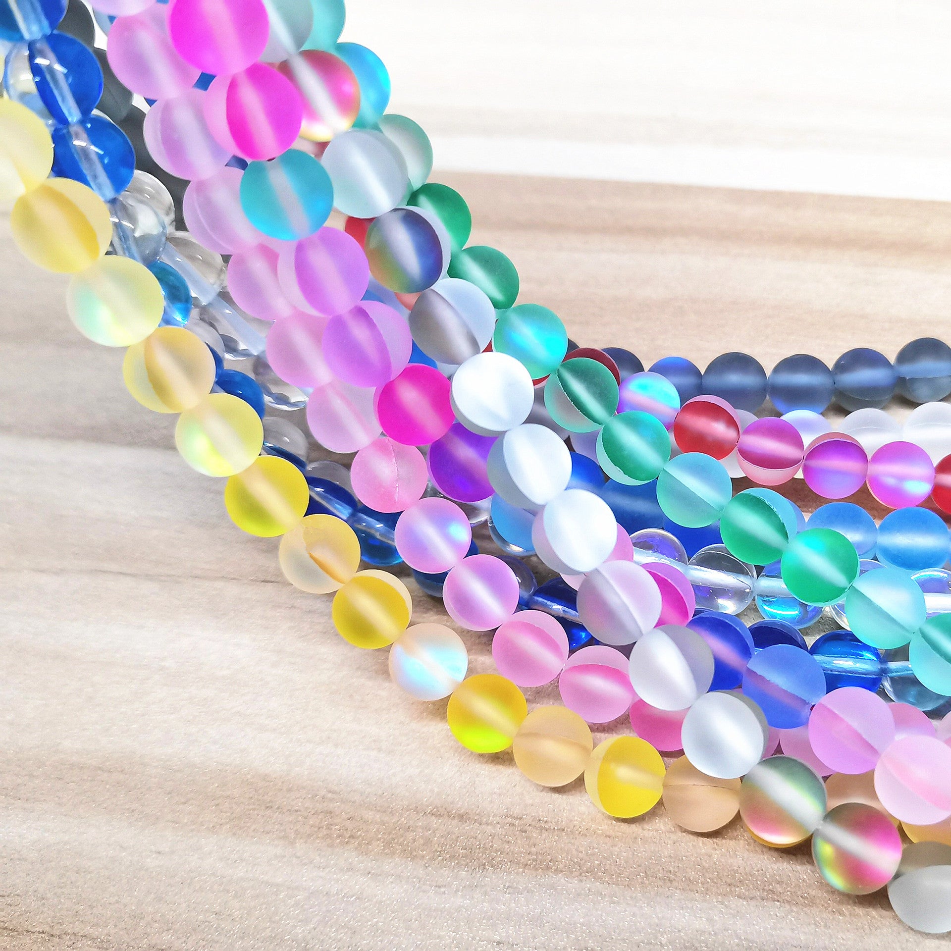 Matte Colorful Iridescent Mermaid Glass Beads 6mm 62pcs 2