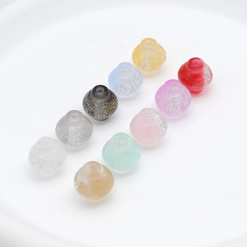 Glitter Powder Lantern Resin Beads 10mm Shimmering Colors 20pcs