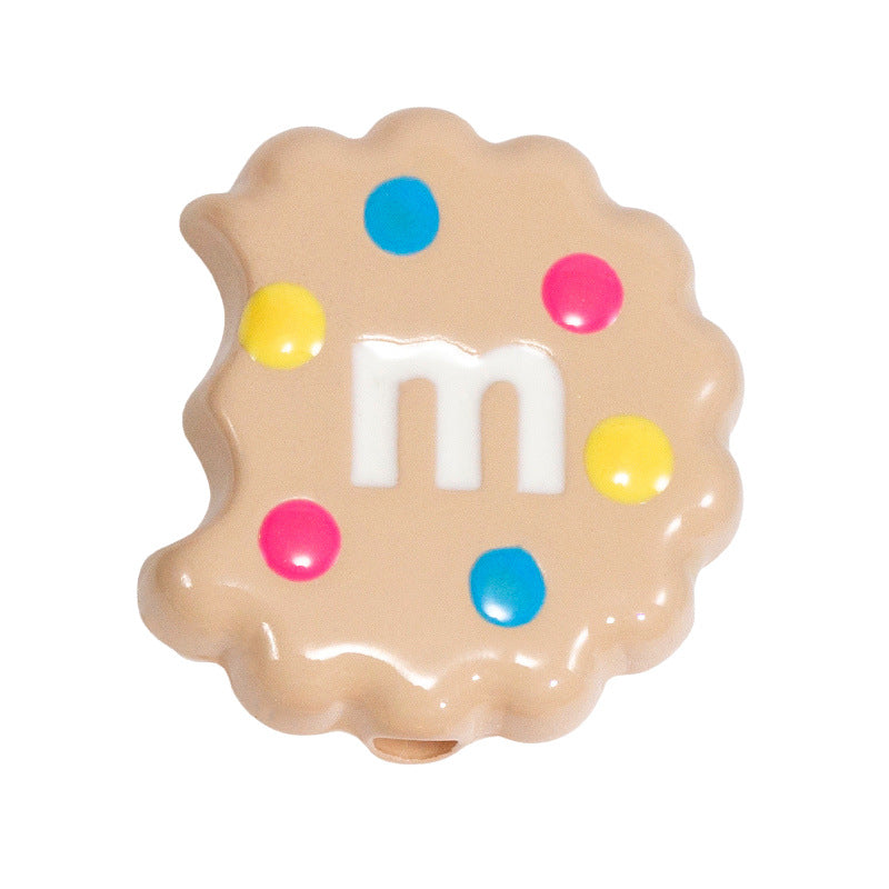 Hand Painted Bitten Cookie Acrylic Beads 22mm Enamel Glossy 10pcs 24