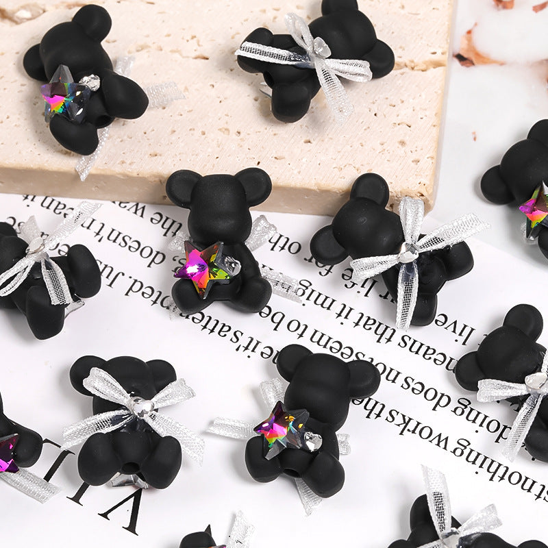 Cartoon Bear Acrylic Beads 17x24mm Pastel Colors 2pcs 11