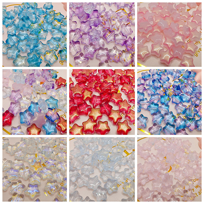 Czech Glass Beads Star 8mm Perforated Multicolor 10pcs
