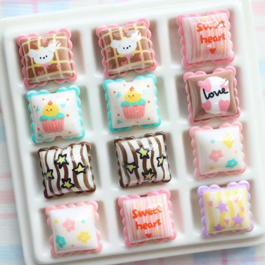 Cartoon Lace Pillow Acrylic Beads 19mm Colorful Mixed 20pcs 3