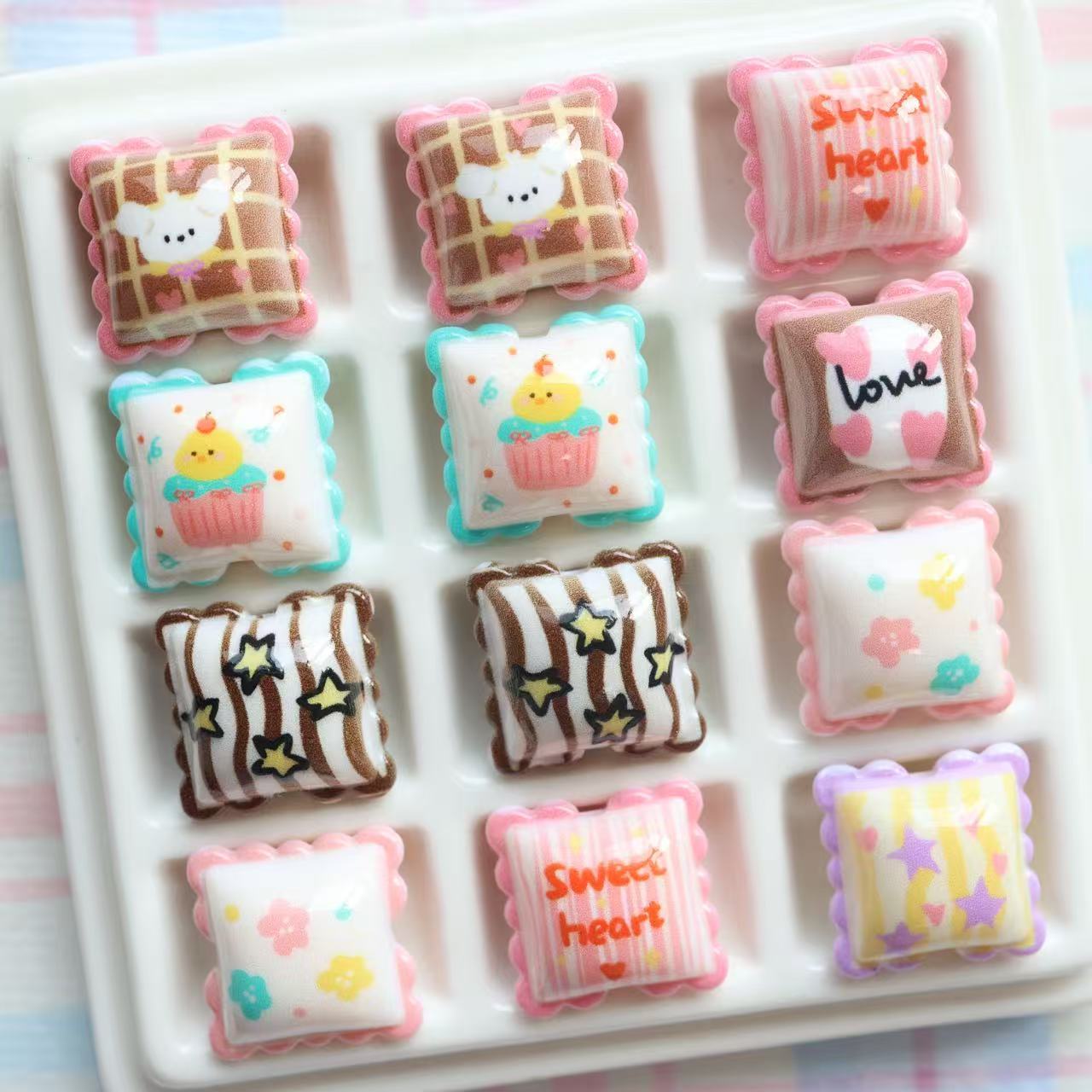 Cartoon Lace Pillow Acrylic Beads 19mm Colorful Mixed 20pcs 3