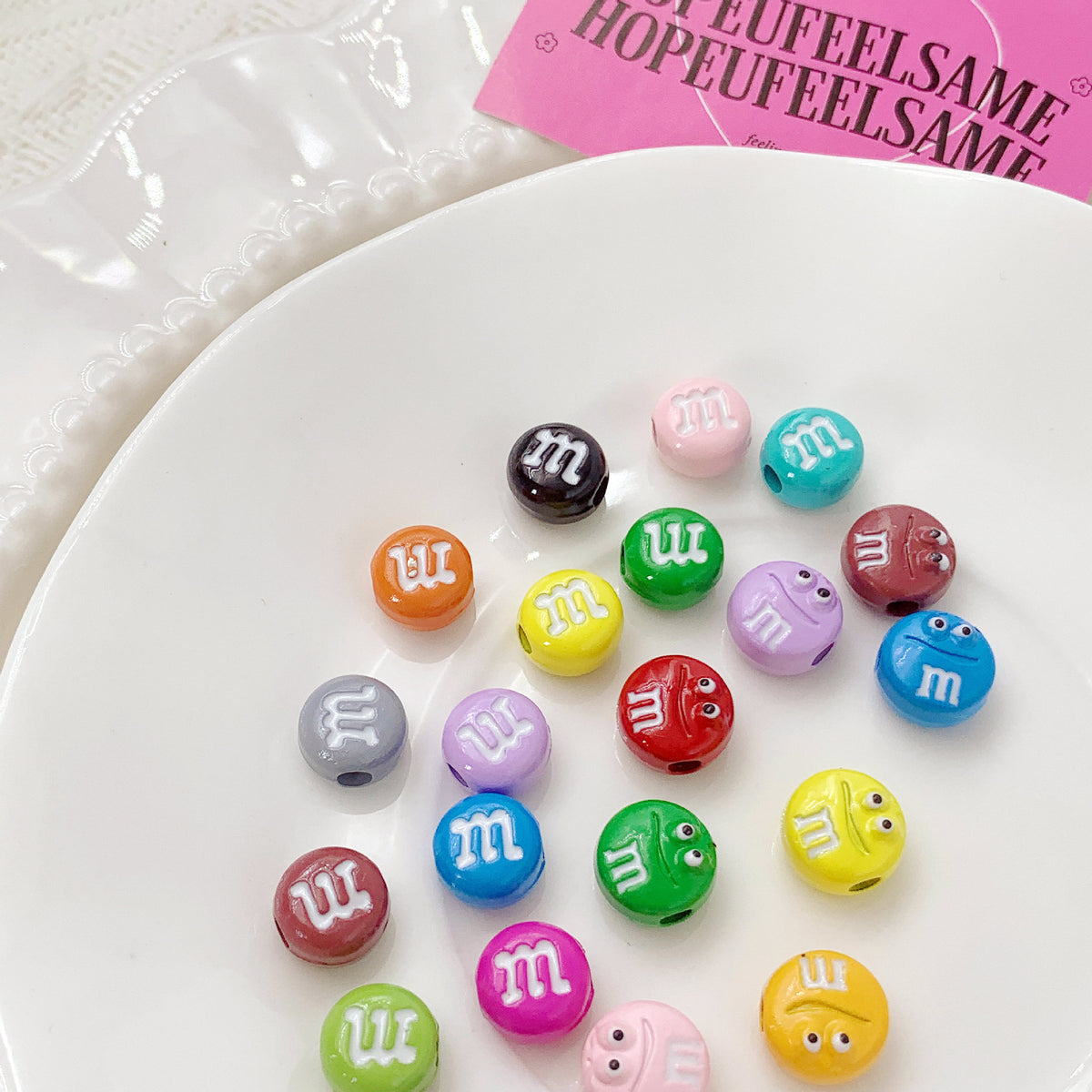 M&M'S Painted Metal Beads 9mm Colorful Glossy Alloy 20pcs 4
