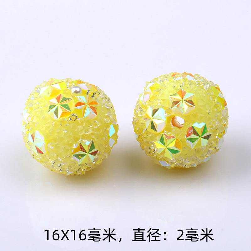 Rhinestone Bubblegum Beads 16mm Macaron Colored Holographic 1pc 8