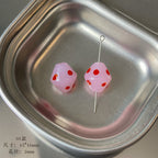 Painted Rhombus Lantern Glass Beads 15-16mm Polka Dot Lampwork 4pcs 2