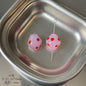Painted Rhombus Lantern Glass Beads 15-16mm Polka Dot Lampwork 4pcs 2