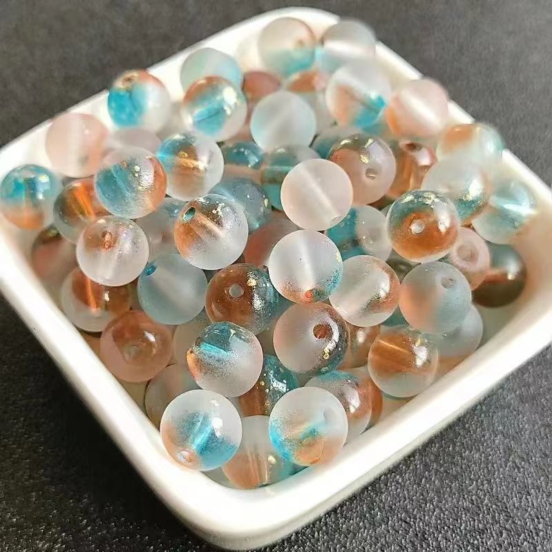 Frosted Round Glass Beads 8mm Pastel Matte Colors 50pcs 20