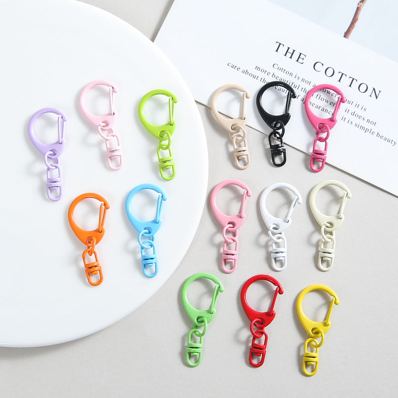 Zinc Alloy D Shaped Colorful Buckle Keychain Clasps 20pcs 38mm