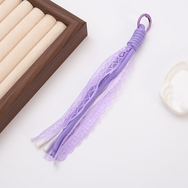 Braided Boho Lace Tassel Crochet Keychain Polyester 19cm 4pcs 9