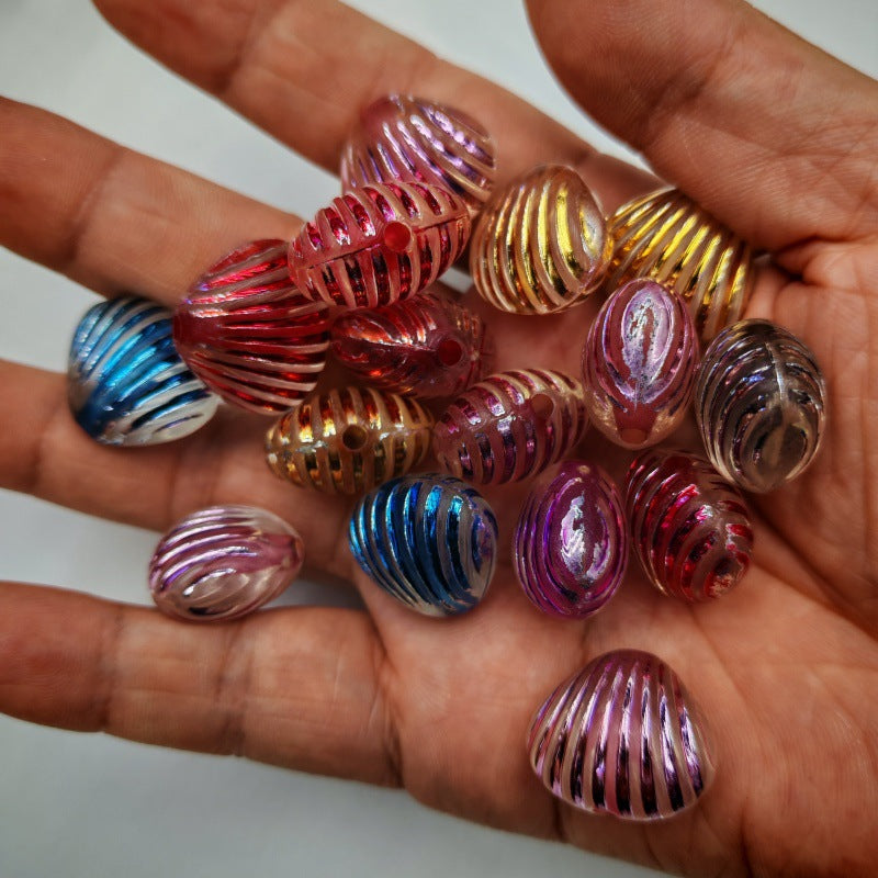 Metallic Shell Acrylic Beads 18-20mm Colorful Enlaced 100pcs 2
