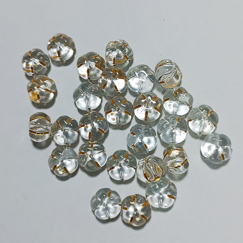Czech Glass Beads Pumpkin 10mm Glossy Orange Gold 100pcs 10