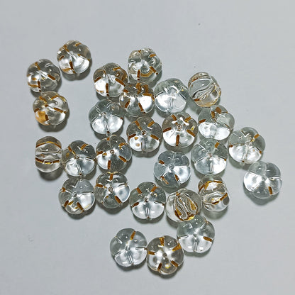 Czech Glass Beads Pumpkin 10mm Glossy Orange Gold 100pcs 10