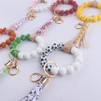 Football Tassel Silicone Bead Wristlet Keychain Sports Theme 3