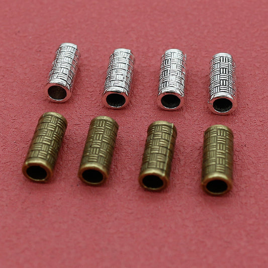 Tube Metal Beads 13mm Tibetan Imitation Braided Pattern Alloy 1pc 2