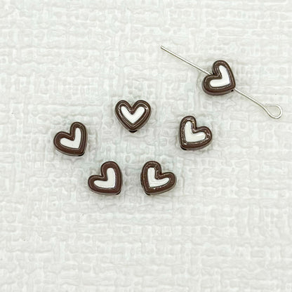 Heart Metal Beads 8mm Two-Tone Enamel Baked Finish 20pcs 18