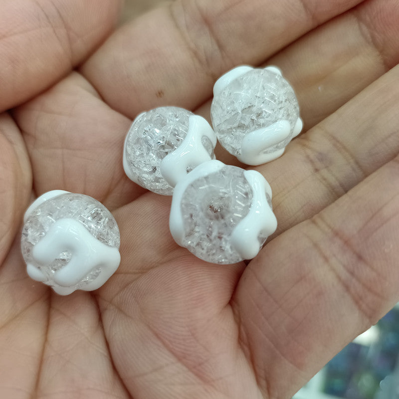 Hand Painted Round Acrylic Beads 16mm Crackle Texture 100pcs 2