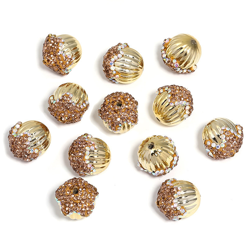 Pinecone Polymer Clay Rhinestone Beads 19mm Sparkling Pastel 10pcs 8