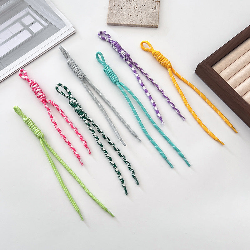 Two Tone Braided Rope Crochet Keychain Fabric Slim Durable 8pcs 2