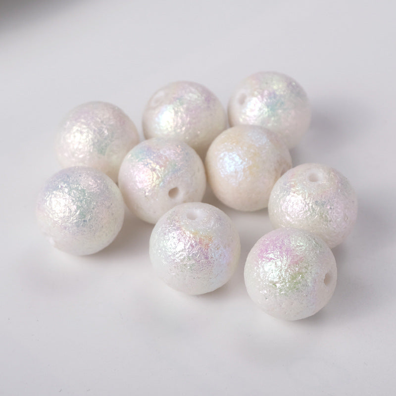 Frosted Acrylic Beads 16mm Cream Imitation Pearl Wrinkled 50pcs 3