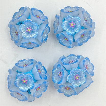 Flower Clay Beads 22mm Shimmer Five Petal Cluster Bubblegum 10pcs 8