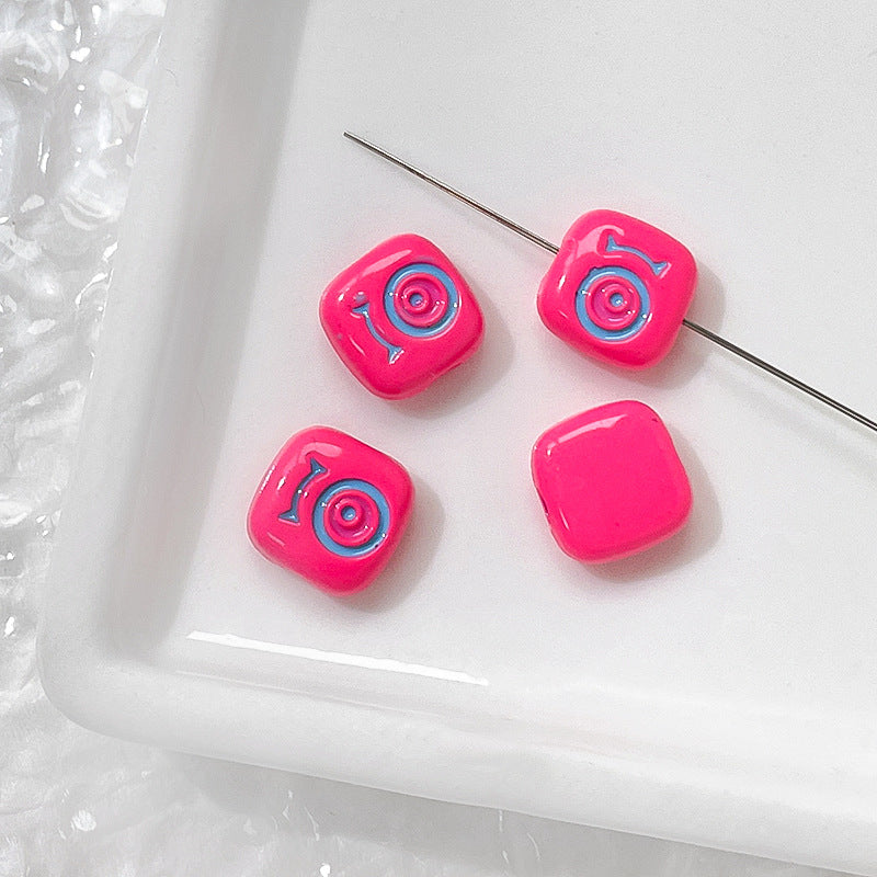 Cat Eye and One-Eyed Beast Metal Beads 10mm Baking Painted 10pcs 24