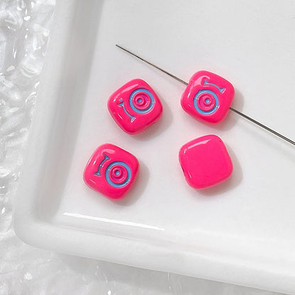 Cat Eye and One-Eyed Beast Metal Beads 10mm Baking Painted 10pcs 24