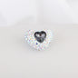 Rhinestone Heart Clay Beads 24mm White Sparkling Center 6pcs 10