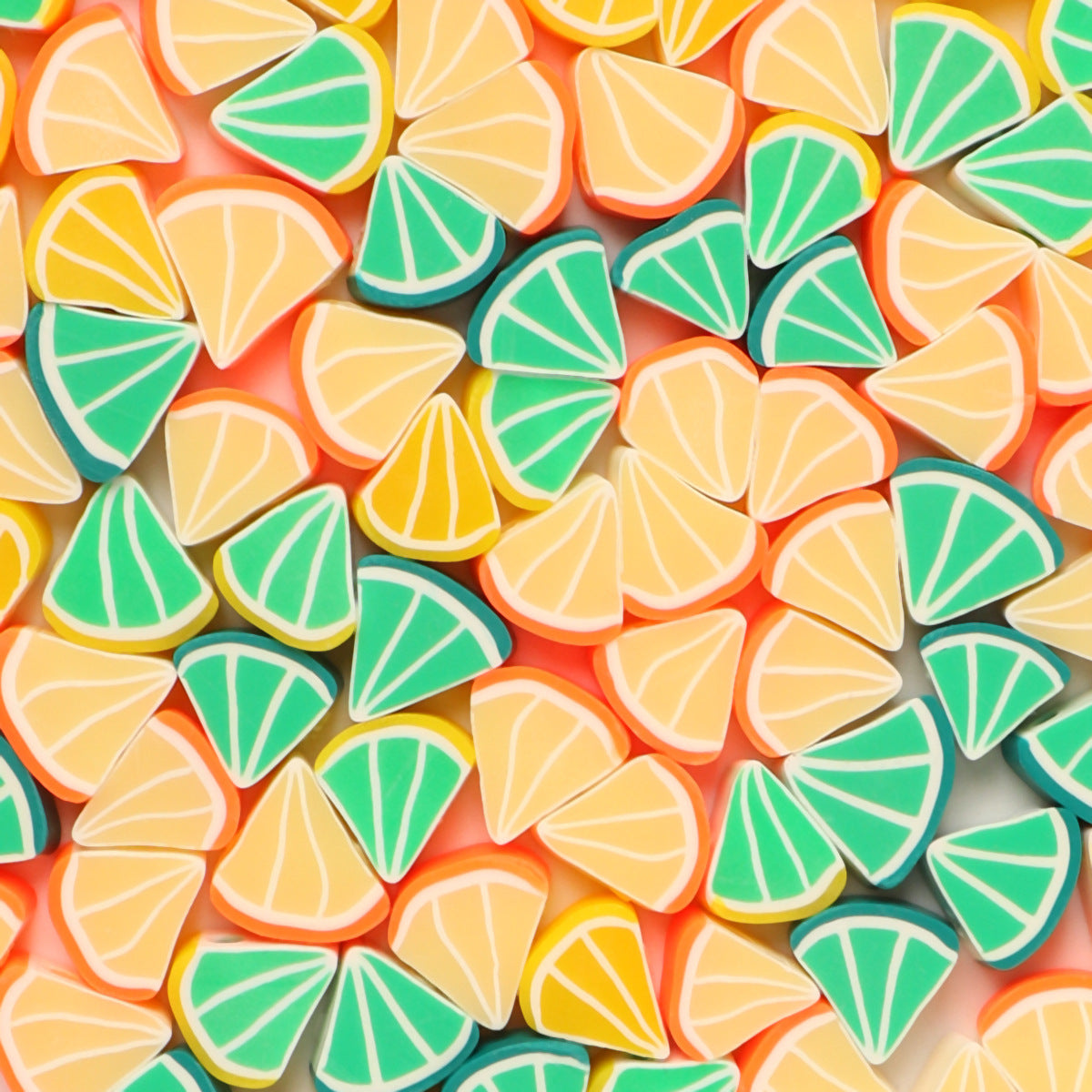 Flat Clay Beads 10mm Citrus Fruit Polymer Mixed Colors 100pcs 10