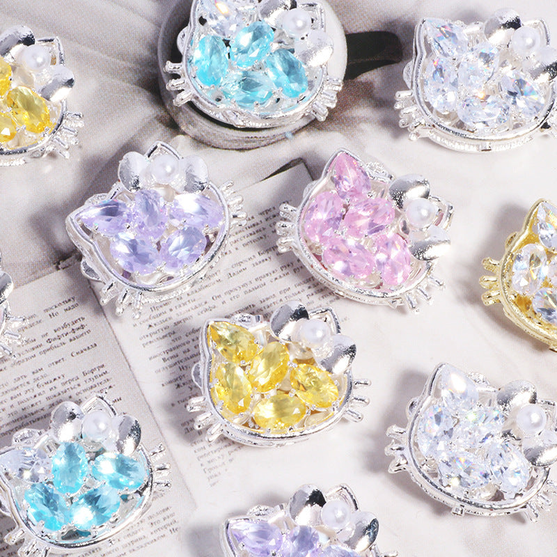 Ball Rhinestone Beads 20mm Pave Hello KT Alloy 2pcs