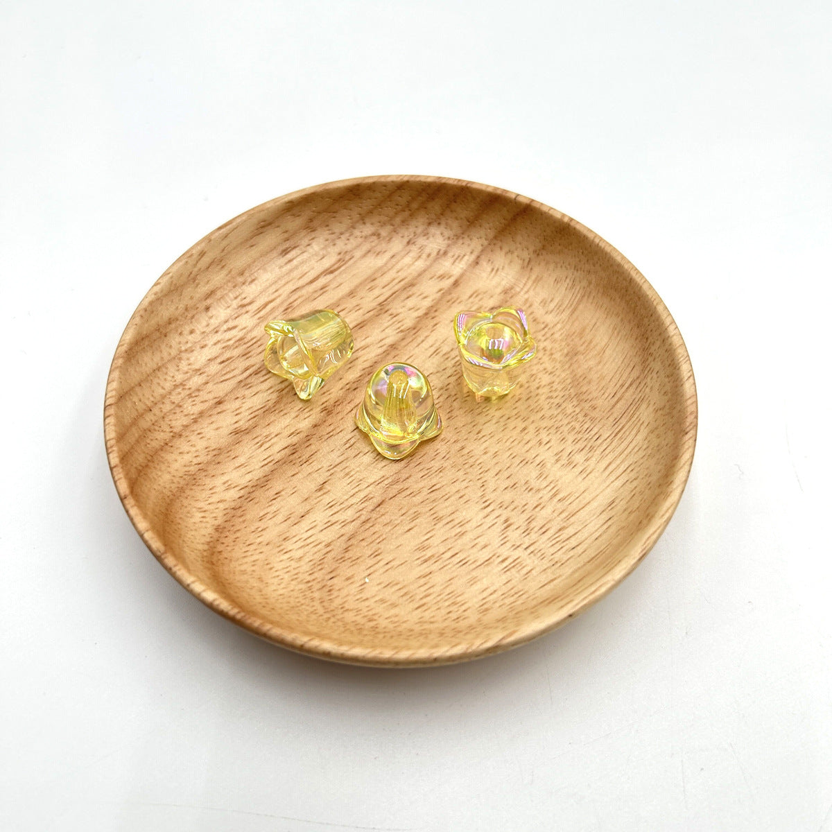 Transparent UV Plating Lily Valley Flower Acrylic Beads 14mm 10pcs 10