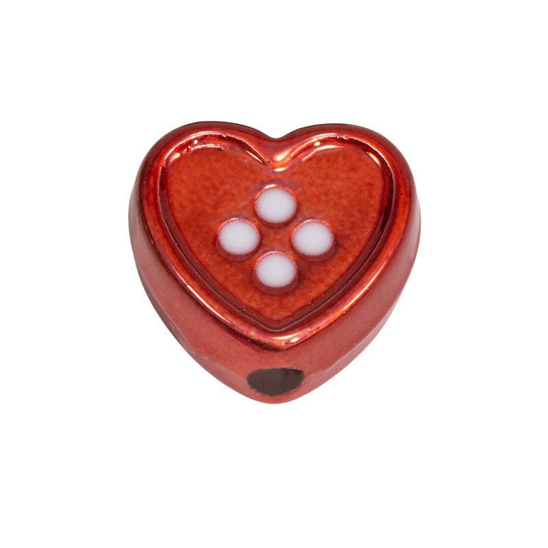 Plating Star and Heart Button Acrylic Beads 11mm Assorted Colors 50pcs 9