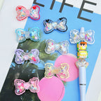 Hand Painted Bow Acrylic Beads 40mm Colorful Heart Design 5pcs 4