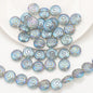Electroplated Flat Spiral Glass Beads 12mm Metallic Iridescent 30pcs 9