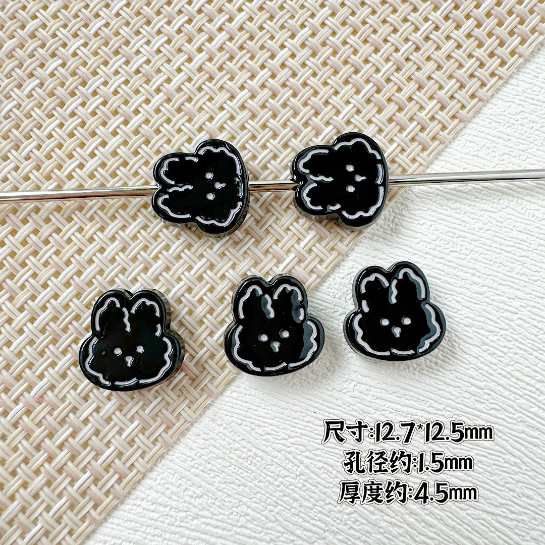 Rabbit and Bear Painted Metal Beads Glossy Finish Bulk 10pcs 14