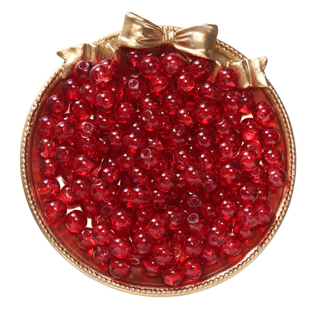 Crackle Round Glass Beads 8mm Colored Hole 1.3mm 50pcs 20