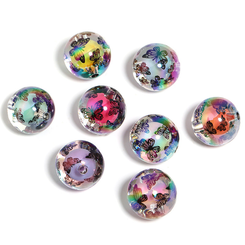 Transparent Butterfly Acrylic Beads 16mm Iridescent Plated 50pcs 6
