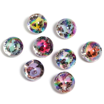 Transparent Butterfly Acrylic Beads 16mm Iridescent Plated 50pcs 6