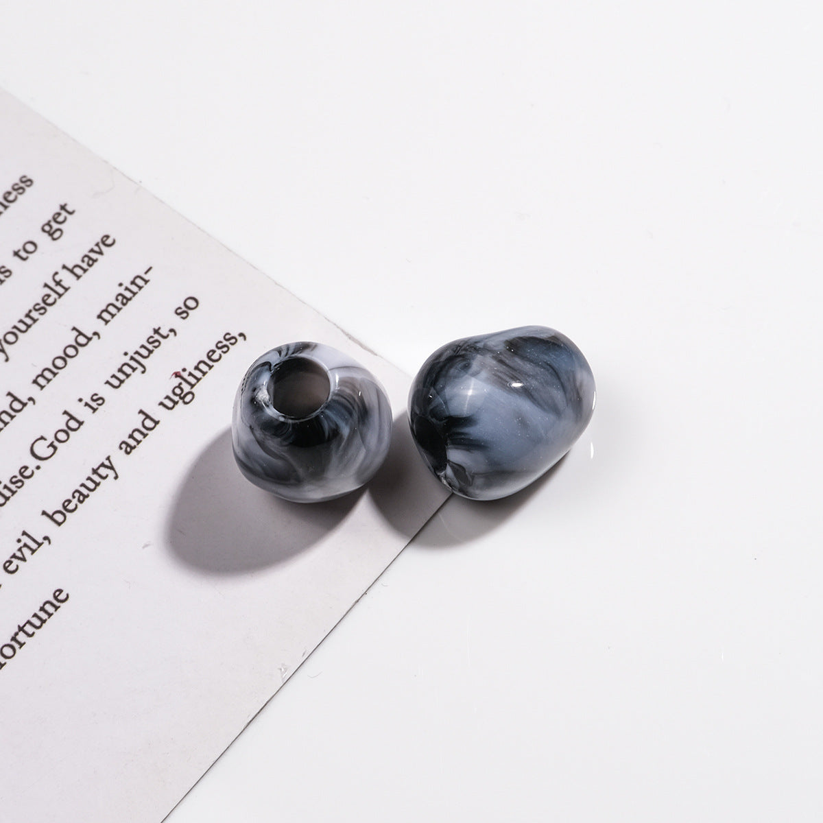 Imitation Jade Acrylic Beads 15mm Large Hole Ink Color 50pcs 11