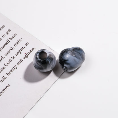 Imitation Jade Acrylic Beads 15mm Large Hole Ink Color 50pcs 11