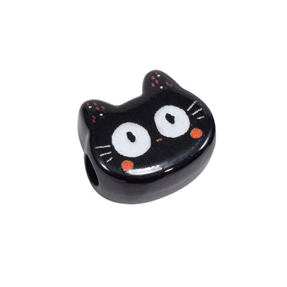 Painted Big Eyed Kitten Acrylic Beads 18mm Colorful Mixed 10pcs 7